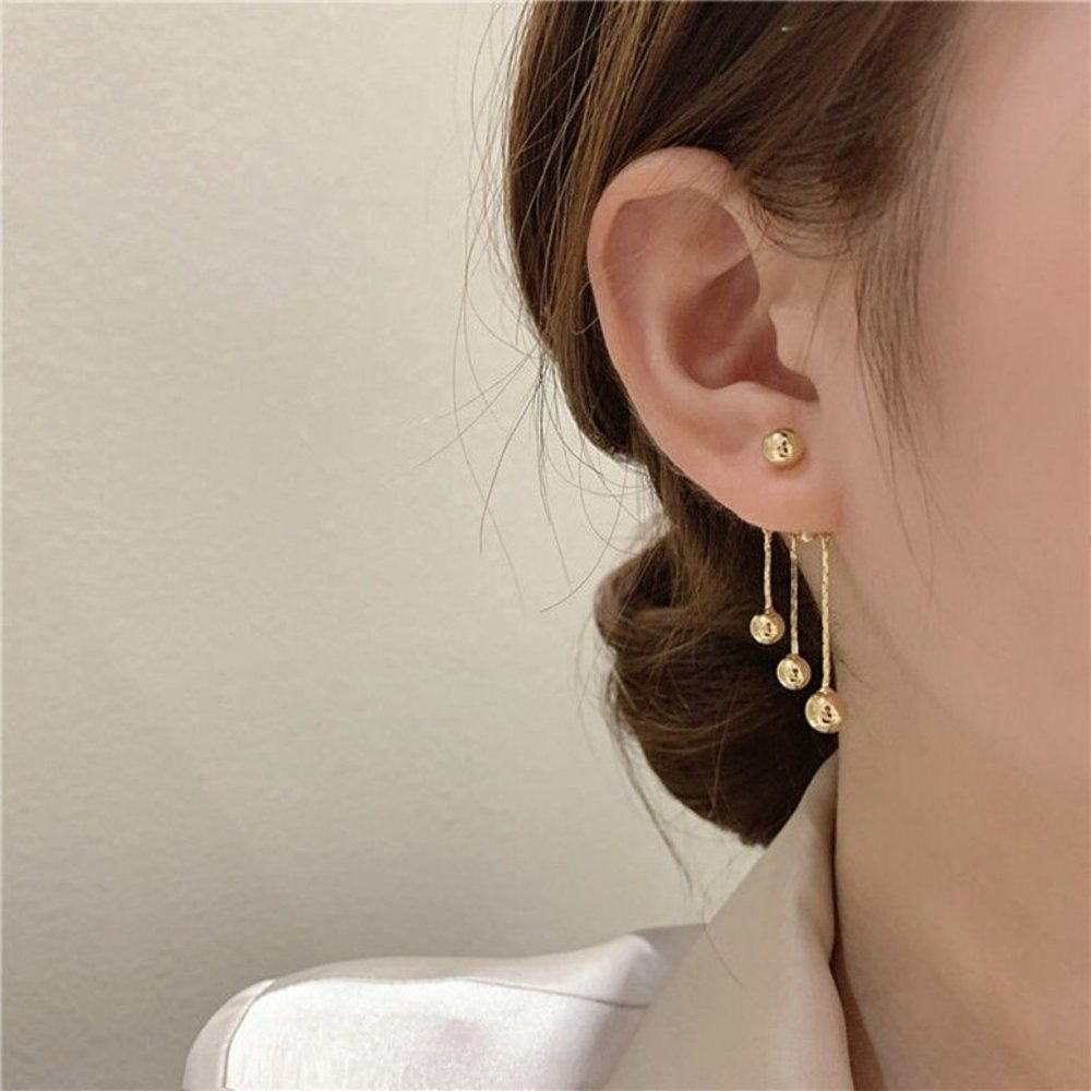 Silver 925 Vintage 925 Stamp Earrings for Women New Fashion Charm Ball Tassel